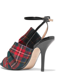 No.21 No 21 Knotted Plaid Canvas And Patent Leather Sandals Red