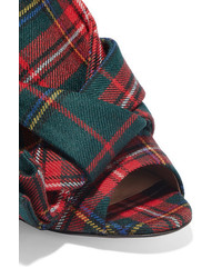 No.21 No 21 Knotted Plaid Canvas And Patent Leather Sandals Red
