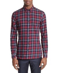 The Kooples Contrast Piping Plaid Sport Shirt