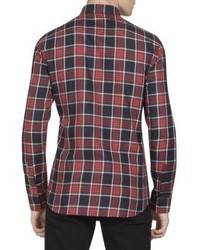 Givenchy Cross Inset Plaid Button Down Shirt