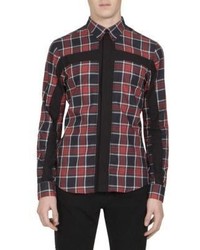 Givenchy Cross Inset Plaid Button Down Shirt