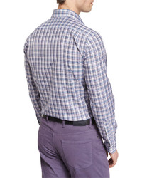 Ermenegildo Zegna Plaid Long Sleeve Sport Shirt Purple