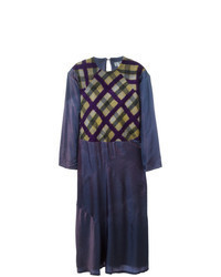 Dark Purple Plaid Midi Dress