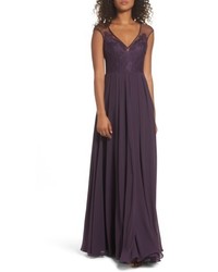 Dark Purple Pleated Chiffon Evening Dress