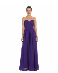 Unique Vintage Eggplant Strapless Sweetheart A Line Ruched Chiffon Gown