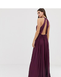 Asos Tall Asos Design Tall Halter Pleated Waisted Maxi Dress