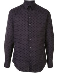 Dark Purple Polka Dot Long Sleeve Shirt