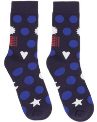 Charles Jeffrey Loverboy Two Pack Navy Polka Dot Socks