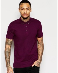 Asos Brand Textured Polo In Burgundy