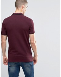 Asos Muscle Pique Polo Shirt With Tipped Collar In Oxblood