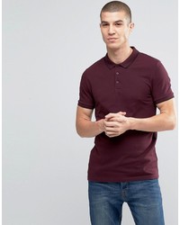 Asos Muscle Pique Polo Shirt With Tipped Collar In Oxblood