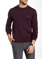 Dark Purple Print Crew-neck Sweater