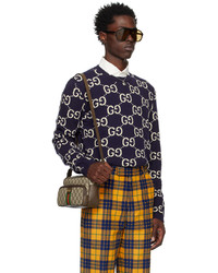 Gucci Blue Jacquard Sweater