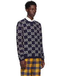 Gucci Blue Jacquard Sweater