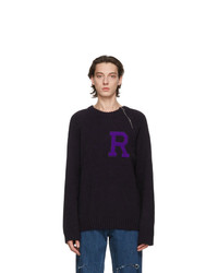 Raf Simons Purple Letter Badge Sweater