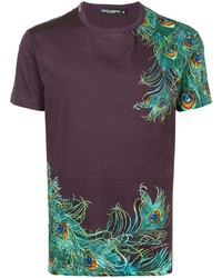 Dolce & Gabbana Peacock Print Cotton T Shirt