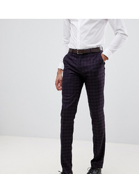 Farah Smart Farah Hurstleigh Skinny Fit Check Suit Trousers In Burgundy