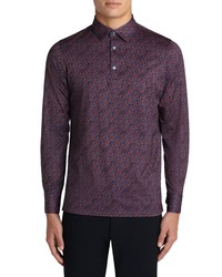 Dark Purple Print Polo Neck Sweater