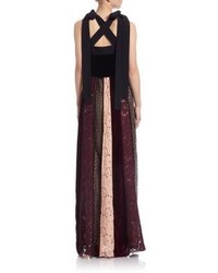 Lanvin A Line Mixed Print Gown