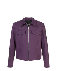 Dark Purple Print Shirt Jacket