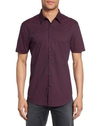 Dark Purple Print Short Sleeve Shirt