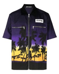 Palm Angels Palm Print Zipped Shirt