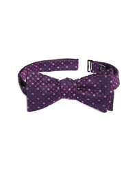 Dark Purple Print Silk Bow-tie
