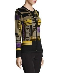 Versace Collection Printed Stretch Silk Cardigan