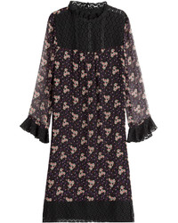 Dark Purple Print Silk Dress