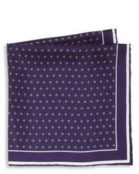 Dark Purple Print Silk Pocket Square