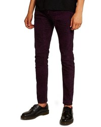 Dark Purple Print Skinny Jeans