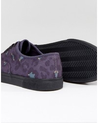 Asos Lace Up Sneakers In Purple Leopard Print