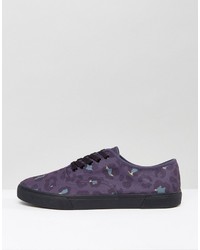 Asos Lace Up Sneakers In Purple Leopard Print
