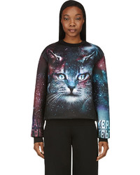 Juun.J Ssense Black And Purple Cosmic Cat Sweatshirt