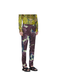Dries Van Noten Purple And Green Wool Patrini Trousers