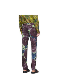 Dries Van Noten Purple And Green Wool Patrini Trousers