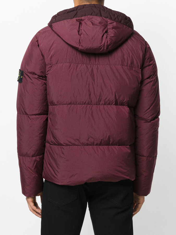 purple stone island puffer