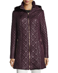 Via Spiga Quilted Coat With Hood Marsala Plus Size