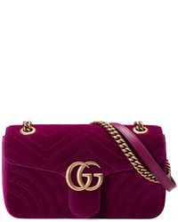 Gucci Gg Marmont Small Quilted Velvet Crossbody Bag
