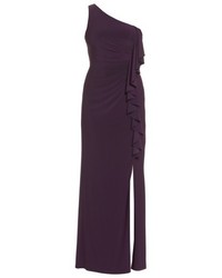 Eliza J Ruffle Front One Shoulder Gown