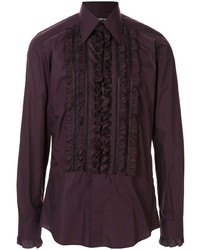 Dark Purple Ruffle Long Sleeve Shirt