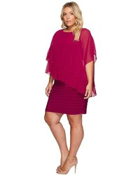 Adrianna Papell Plus Size Banded Sheath With Ruffle Cape Dress