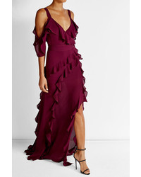 Dark Purple Ruffle Silk Dress