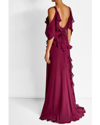 Elie Saab Floor Length Silk Gown With Ruffles