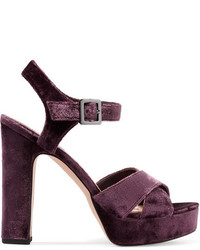 Sam Edelman Arlene Velvet Platform Sandals Grape