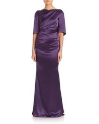 Dark Purple Satin Evening Dress