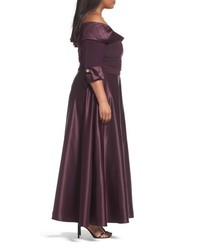 Eliza J Plus Size Off The Shoulder Mixed Media Gown
