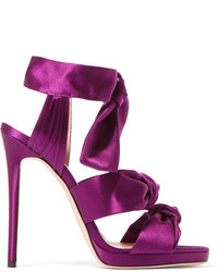 Jimmy Choo Kris Knottted Satin Sandals Purple