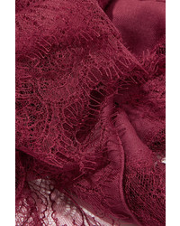 Valentino Lace Paneled Modal And Cashmere Blend Scarf Burgundy