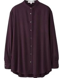 Uniqlo Idlf Rayon Oversized Stand Collar Long Sleeve Shirt